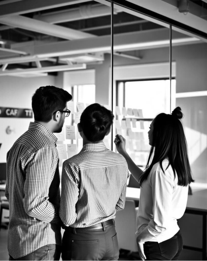 strategy session with sticky notes